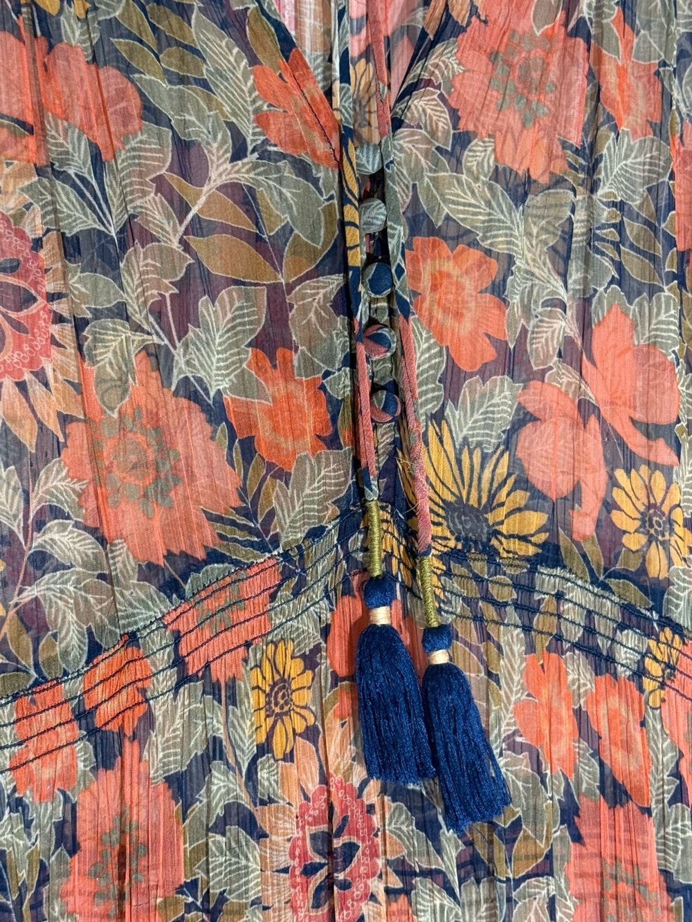 Anthropologie The Marais Printed Chiffon Maxi Dress in Red M Petite Boho Tiered - Picture 6 of 12